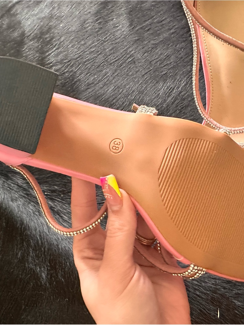 Pink Rhinestone-Strap Wedge Sandals - Picture 2 of 5